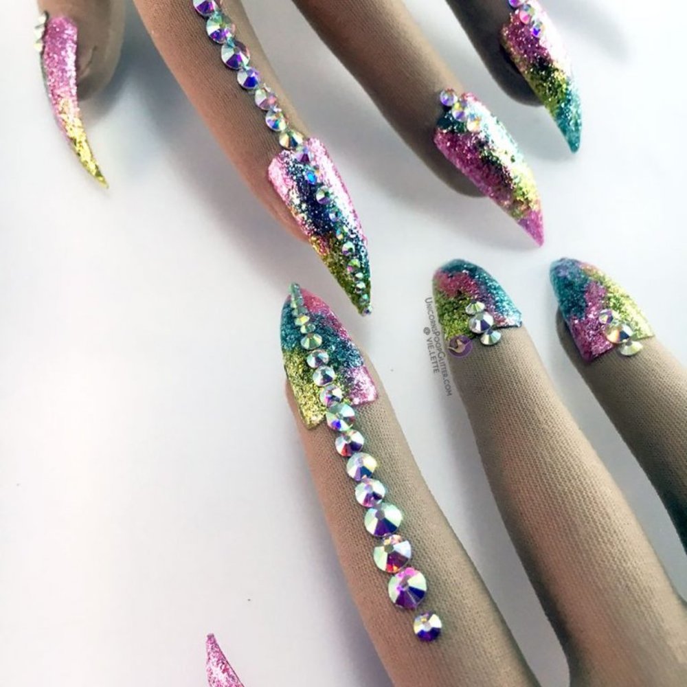 Nail Gloves Unicorns Poop Glitter New In Box